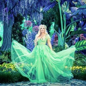 AUTHENTIC Teuta Matoshi Green Fairytale Dress